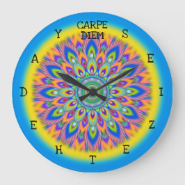 Carpe Diem grijpt de dag Mandala wandklok. Grote Klok