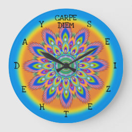 Carpe Diem grijpt de dag Mandala wandklok. Grote Klok