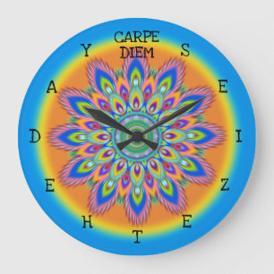 Carpe Diem grijpt de dag Mandala wandklok. Grote Klok