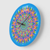 Carpe Diem grijpt de dag Mandala wandklok. Grote Klok (Hoek)