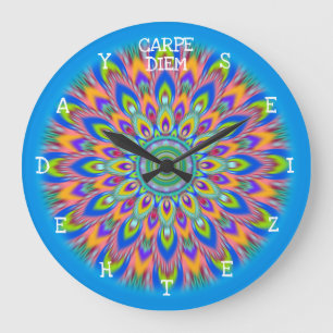 Carpe Diem grijpt de dag Mandala wandklok. Grote Klok