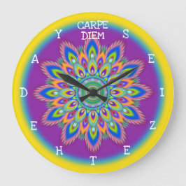 Carpe Diem grijpt de dag Mandala wandklok. Grote Klok