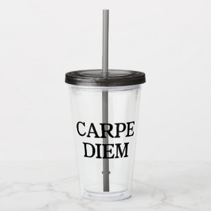 Carpe Diem grijze acryl tumbler Acryl Drinkbeker