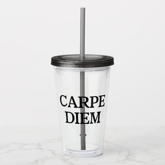 Carpe Diem grijze acryl tumbler Acryl Drinkbeker (Voorkant)