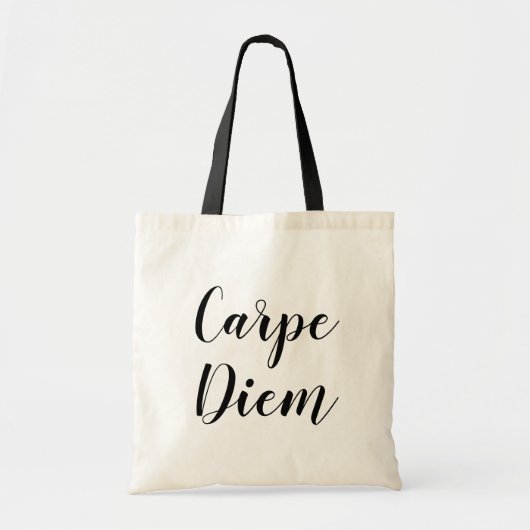 Carpe Diem handletter typografie canvas tas (Voorkant)