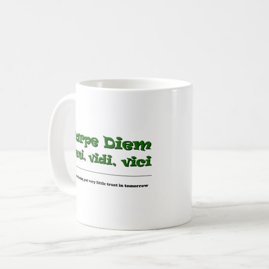 Carpe Diem Koffiemok (Voorkant links)