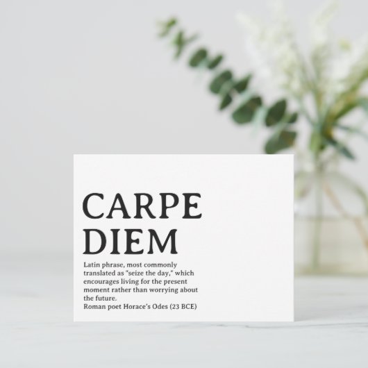 Carpe Diem Latijnse quote Briefkaart (Staand voorkant)