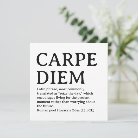 Carpe Diem Latijnse quote Feestdagenkaart (Staand voorkant)