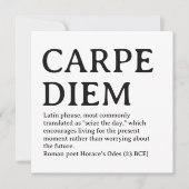 Carpe Diem Latijnse quote Feestdagenkaart (Voorkant)