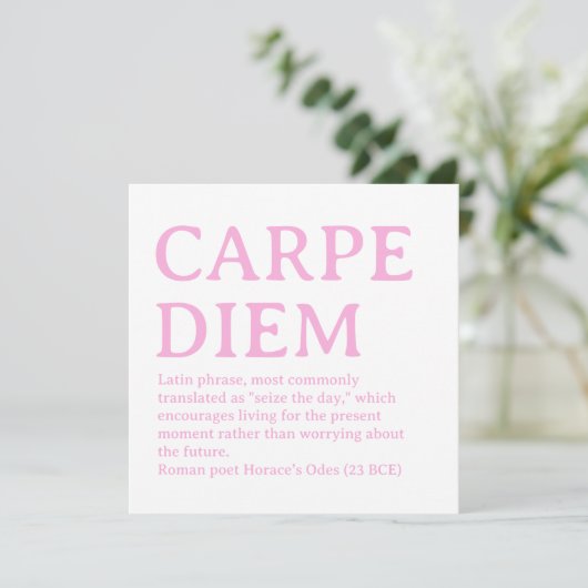 Carpe Diem latin quote Feestdagenkaart (Staand voorkant)