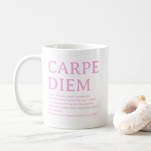 Carpe Diem latin quote Koffiemok (Met donut)