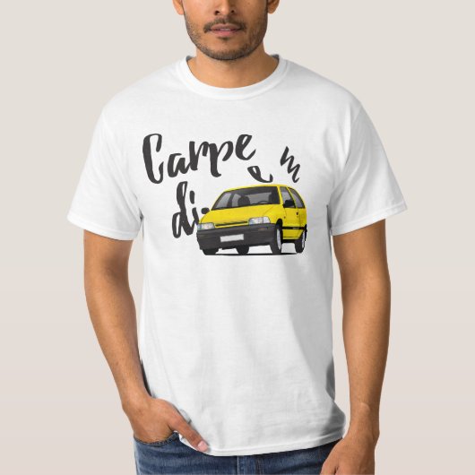 Carpe Diem met Daihatsu Charade GTti T-shirt (Voorkant)