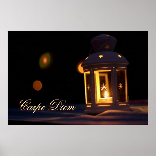 Carpe Diem met glanzend kaarslicht Poster (Voorkant)