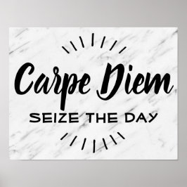 Carpe Diem Motivatie Quote Gezegde Modern Marble Poster