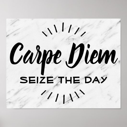 Carpe Diem Motivatie Quote Gezegde Modern Marble Poster (Voorkant)