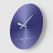 Carpe Diem Navy Blue Metallic Style Acrylic Grote Klok (Hoek)