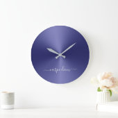 Carpe Diem Navy Blue Metallic Style Acrylic Grote Klok (Huis)