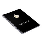 Carpe Diem op zwart met Gold White Compass Notitieboek (Rechterzijde)