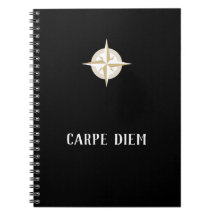 Carpe Diem op zwart met Gold White Compass