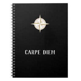 Carpe Diem op zwart met Gold White Compass Notitieboek