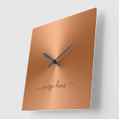Carpe Diem Oranje Metallic Style Acrylisch Vierkante Klok (Hoek)