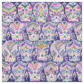 Carpe Diem Paars Boho Waterverf Sugar Skull Stof (Swatch)