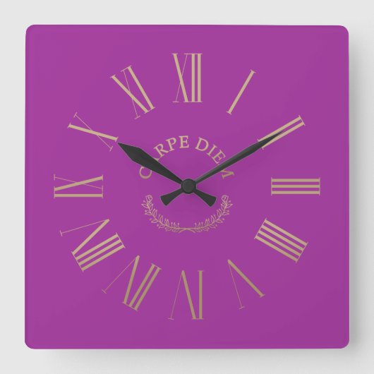 Carpe Diem Pink Acrylwand Vierkante Klok (Voorkant)