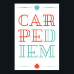 Carpe Diem Poster<br><div class="desc">Carpe Diem (neem de dag in beslag) is een zeer populaire uitdrukking die van tijd tot tijd moet worden onthouden. Hoewel deze uitdrukking heel oud is, overgenomen uit Orace's Odes in 23 voor Christus, werd hij gepopulariseerd door de film Dead Poet's Society en Robin Williams personage, Johm Keating. Het ontwerp...</div>