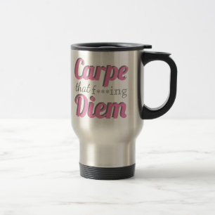 Carpe Diem Profanity Quote Pink Typografie Reisbeker