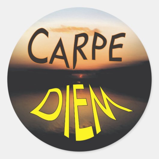 CARPE DIEM RONDE STICKER (Voorkant)