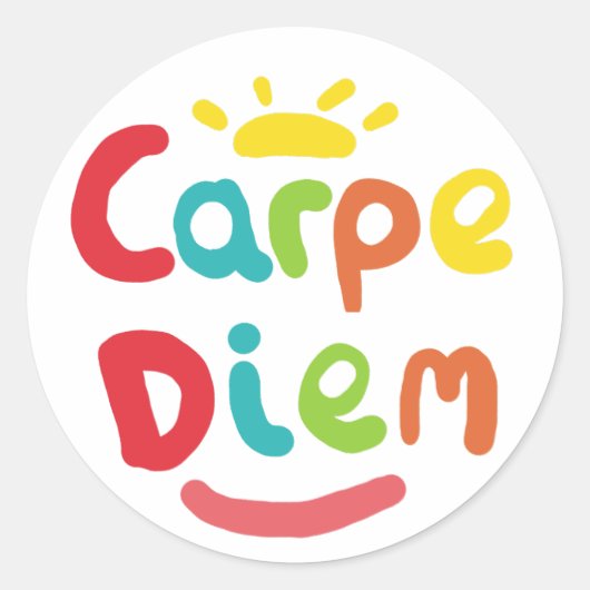 Carpe Diem Ronde Sticker (Voorkant)