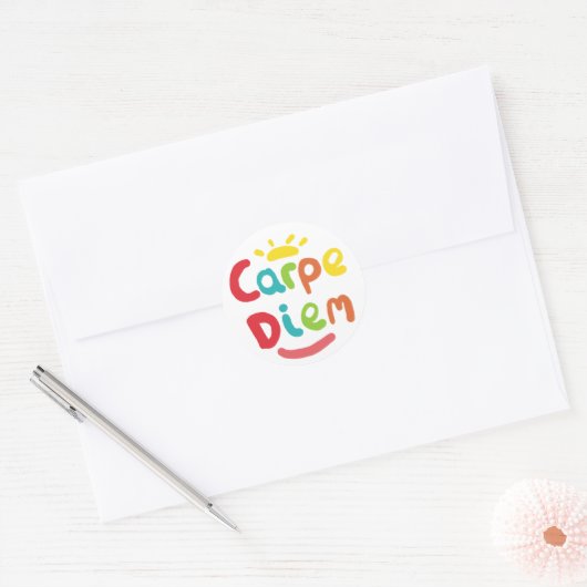Carpe Diem Ronde Sticker (Envelop)