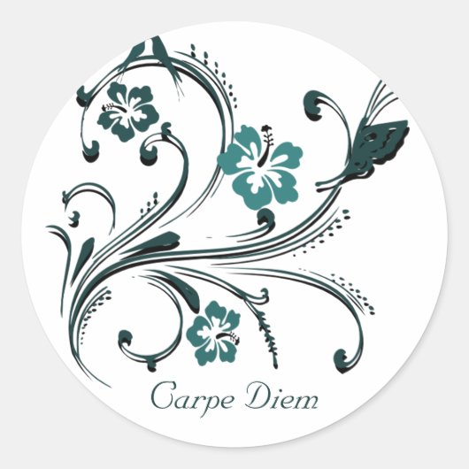 Carpe Diem Ronde Sticker (Voorkant)