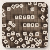 Carpe Diem Scramble Letter Tegels Bier Onderzetter (Voorkant)