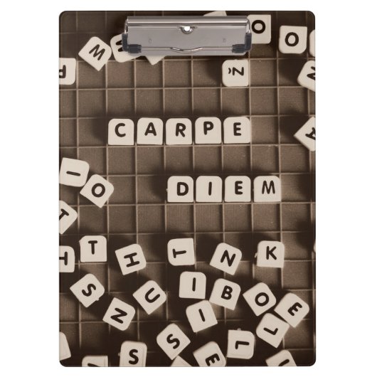 Carpe Diem Scramble Letter Tegels Klembord (Voorkant)