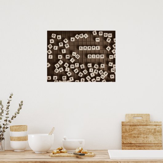Carpe Diem Scramble Letter Tegels Poster (Keuken)