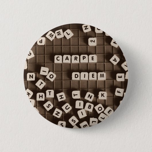 Carpe Diem Scramble Letter Tegels Ronde Button 5,7 Cm (Voorkant)