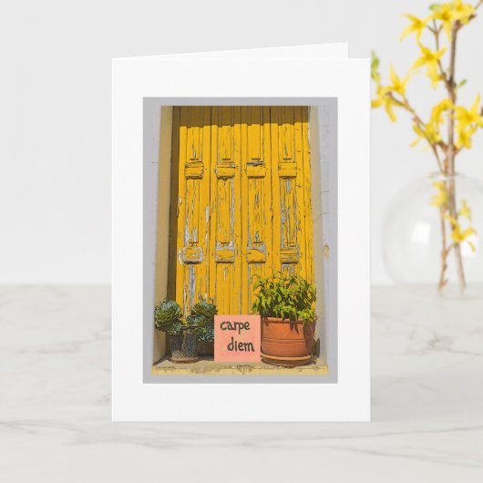 CARPE DIEM/SEIZE DE DAG /HAPPY BIRTHDAY KAART (Gele Bloem)
