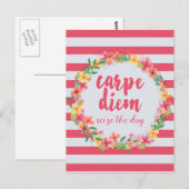 Carpe Diem / Seize de dag roze prijsopgave Briefkaart (Voorkant / Achterkant)