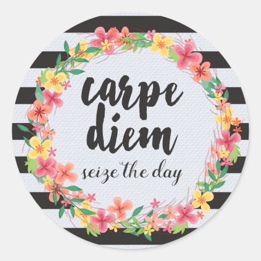Carpe Diem / Seize het dagcitaat Ronde Sticker (Voorkant)