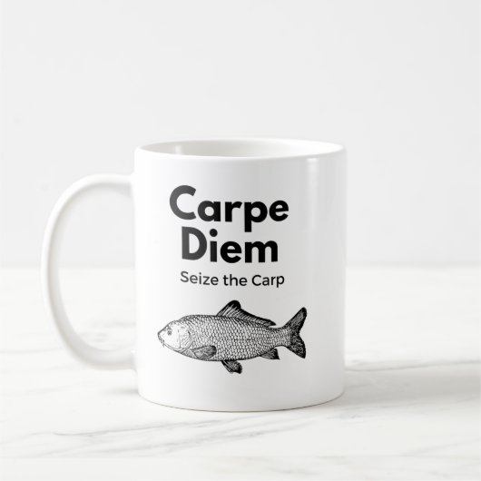 Carpe Diem Seize the Carp Vist Shirt, Funny Koffiemok (Links)