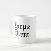 Carpe Diem - Seize the Day - Latijnse term Koffiemok (Voorkant links)