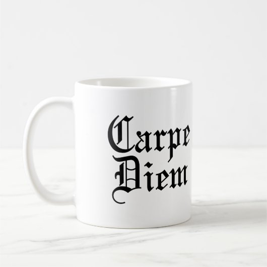 Carpe Diem - Seize the Day - Latijnse term Koffiemok (Links)