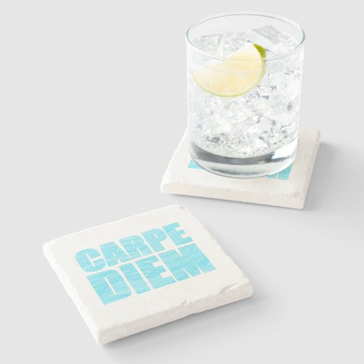 Carpe Diem Stone Coaster Stenen Onderzetter (Zijkant)