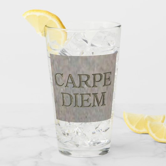 Carpe Diem Stone glazen tumbler (Voorkant ijs)