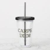 Carpe Diem Stone grijze acryl tumbler Acryl Drinkbeker (Voorkant)