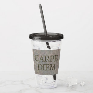 Carpe Diem Stone grijze acryl tumbler Acryl Drinkbeker