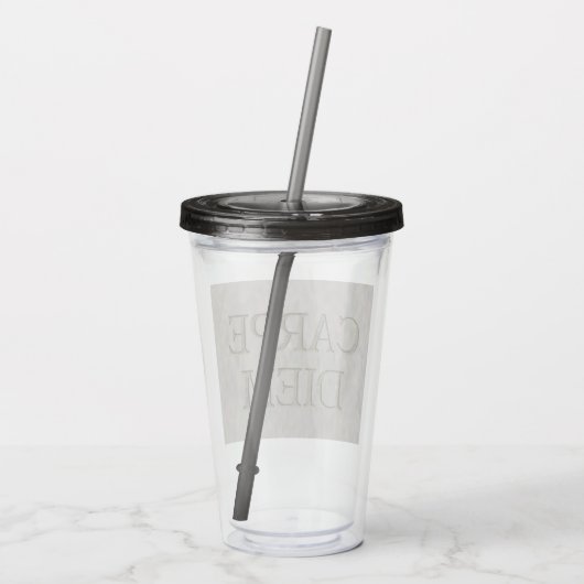 Carpe Diem Stone grijze acryl tumbler Acryl Drinkbeker (Achterkant)