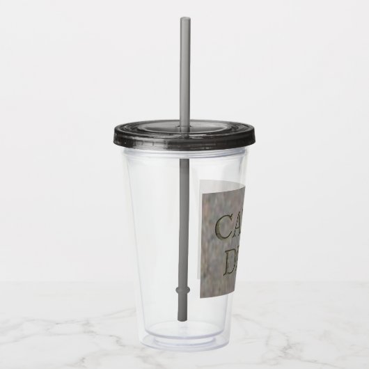 Carpe Diem Stone grijze acryl tumbler Acryl Drinkbeker (Rechts)