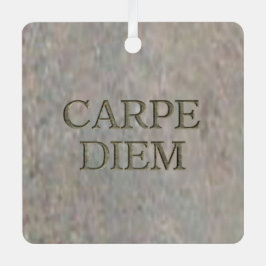 Carpe Diem Stone metal square ornament